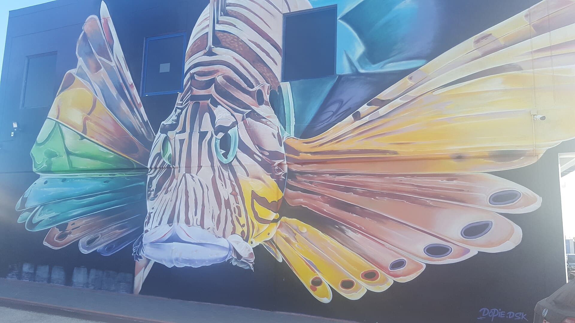 A lionfish mural on Caya Dick Cooper in San Nicolas, Aruba