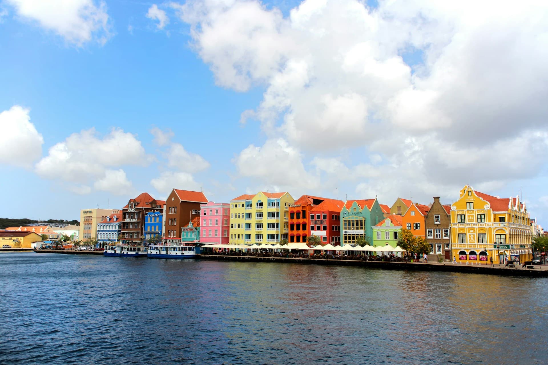 Colorful Handelskade waterfront in Willemstad, Curaçao