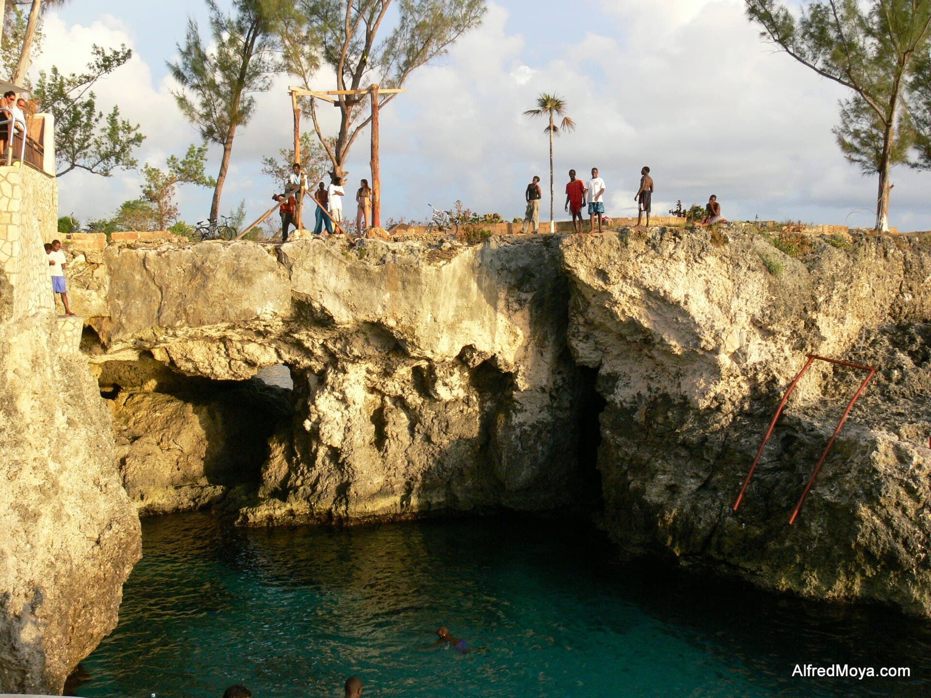 Cliff jumping at Rick's Cafe on the West End cliffs in Negril, Jamaica