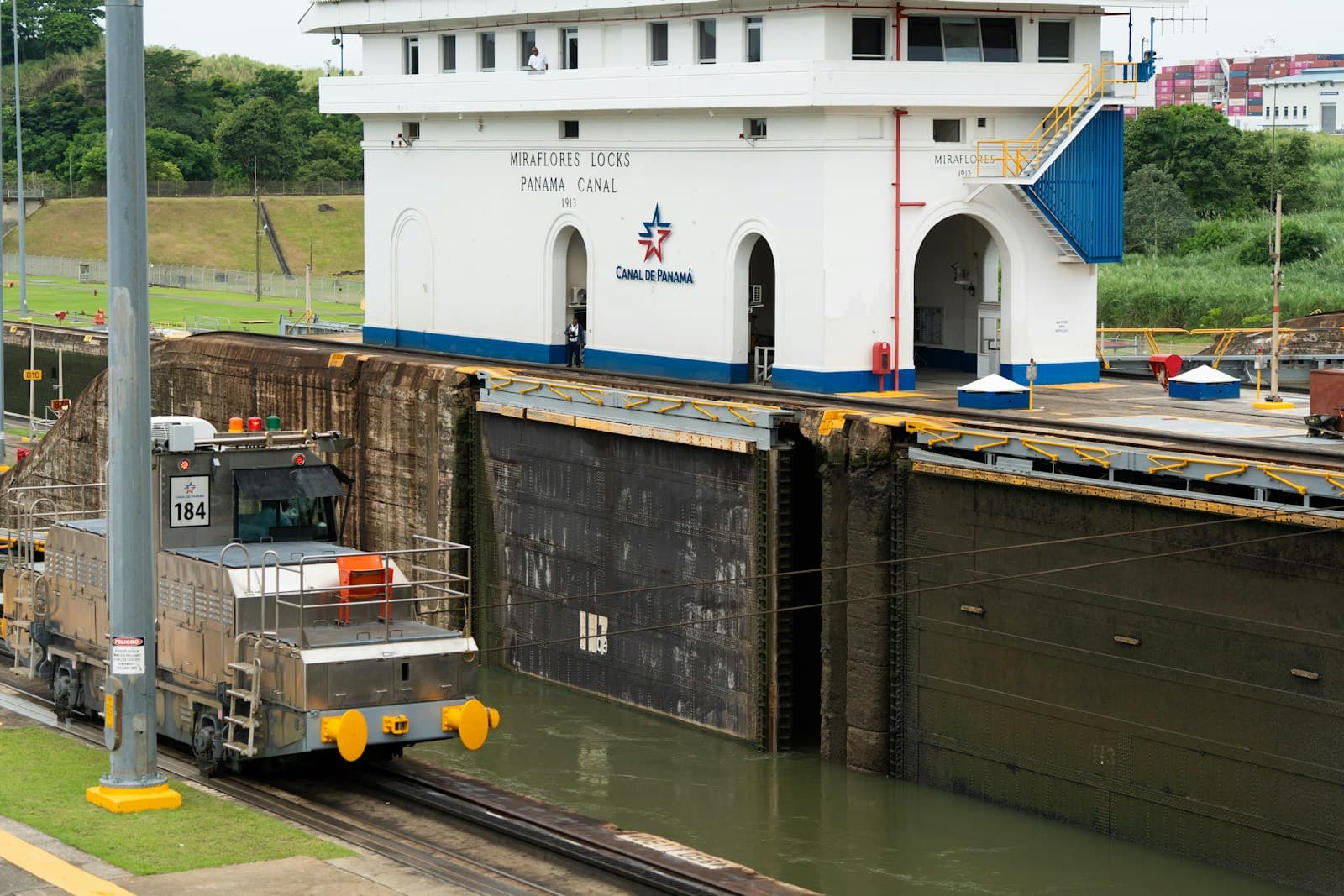 Locks and machinery along the Panama Canal