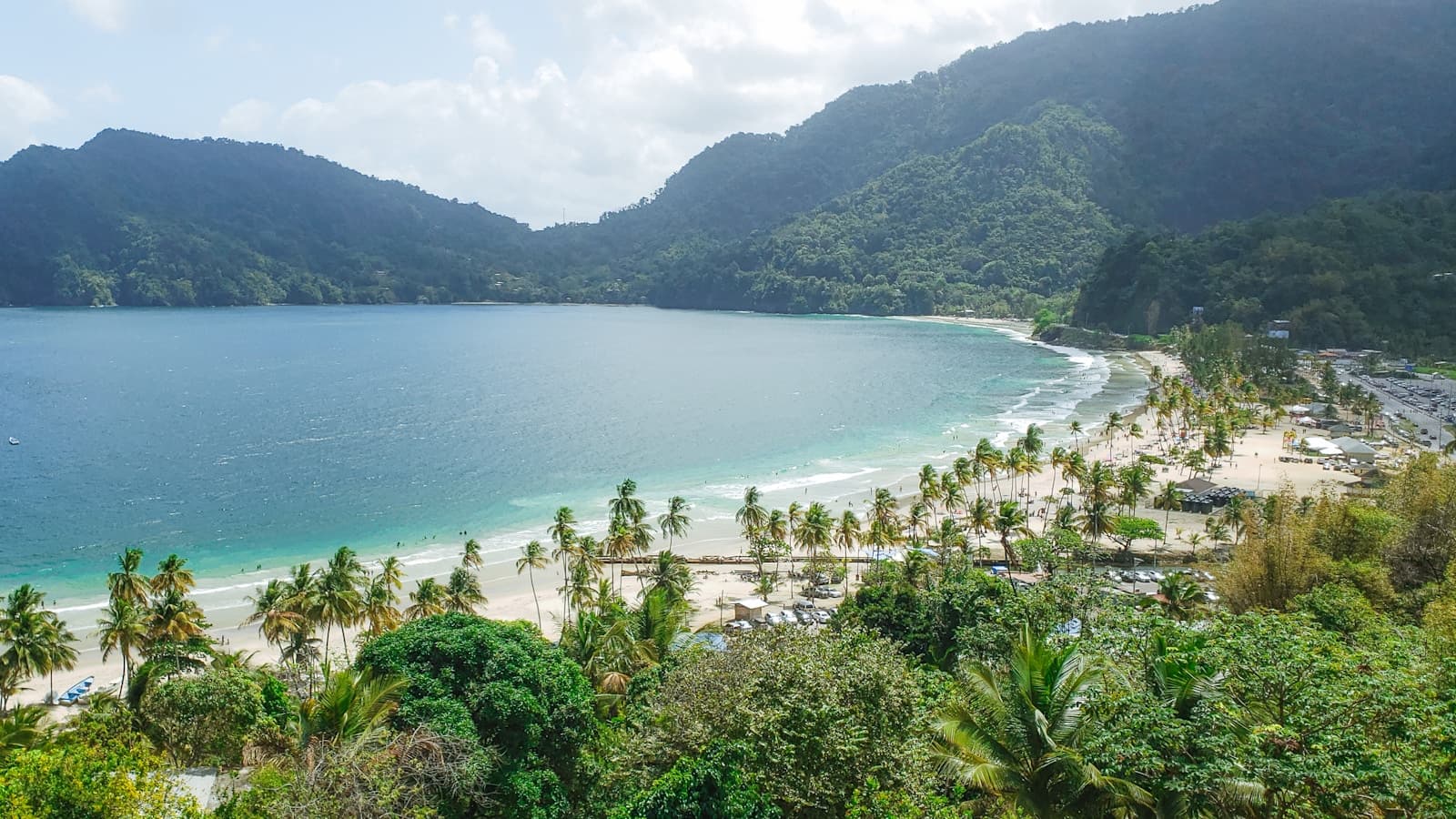 Palm trees and water at Maracas Beach, Trinidad and Tobago