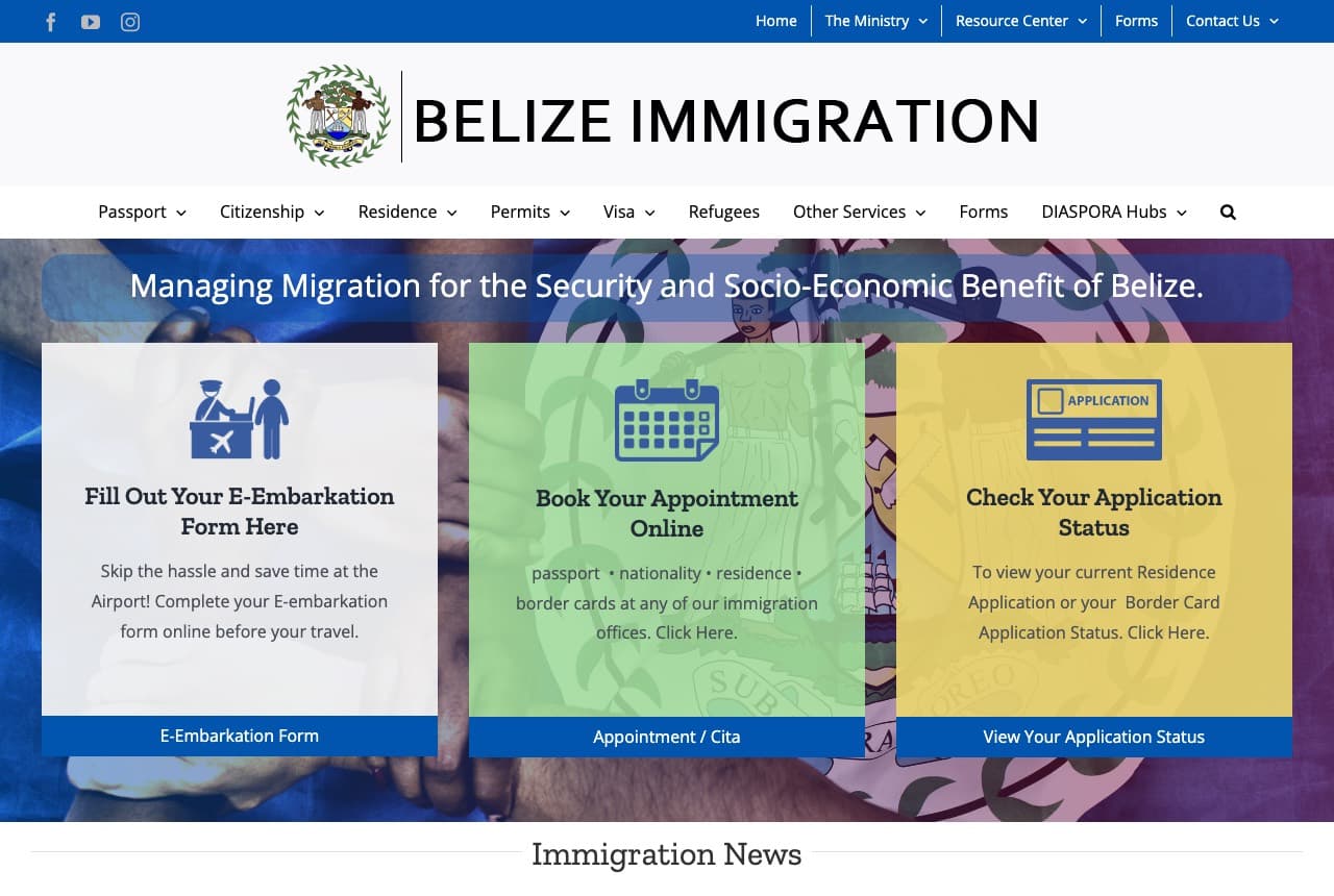Official Belize E-Embarkation website