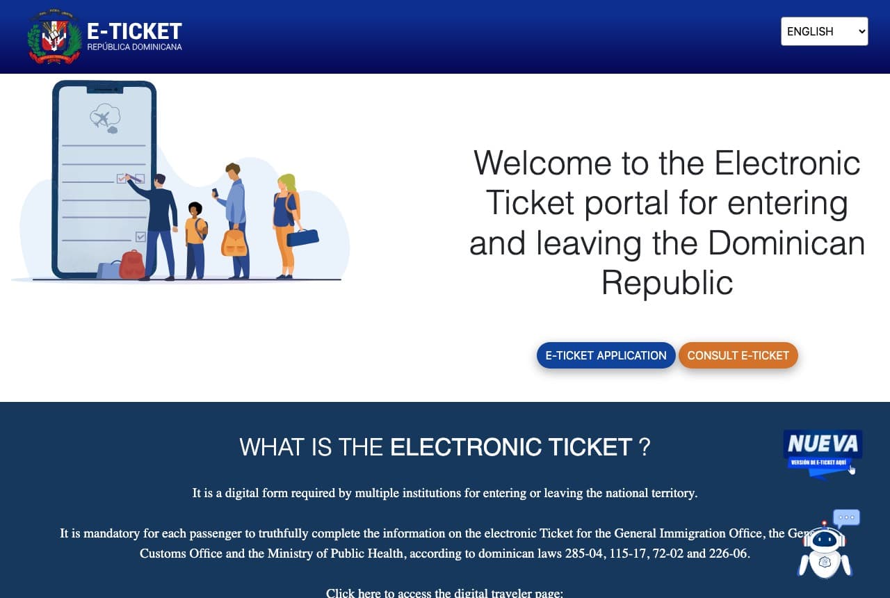 Official Dominican Republic E-Ticket website