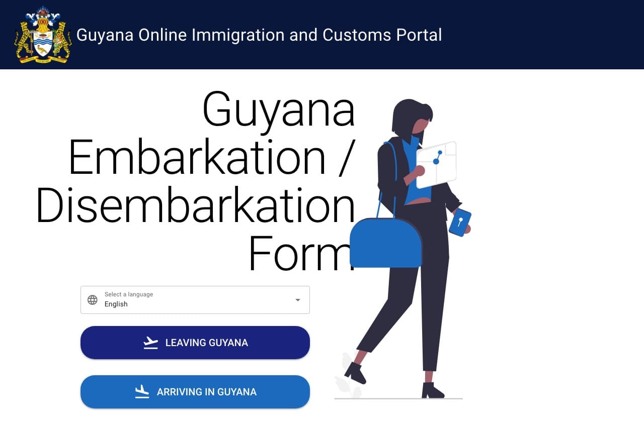 Official Guyana Online Immigration and Customs Form website