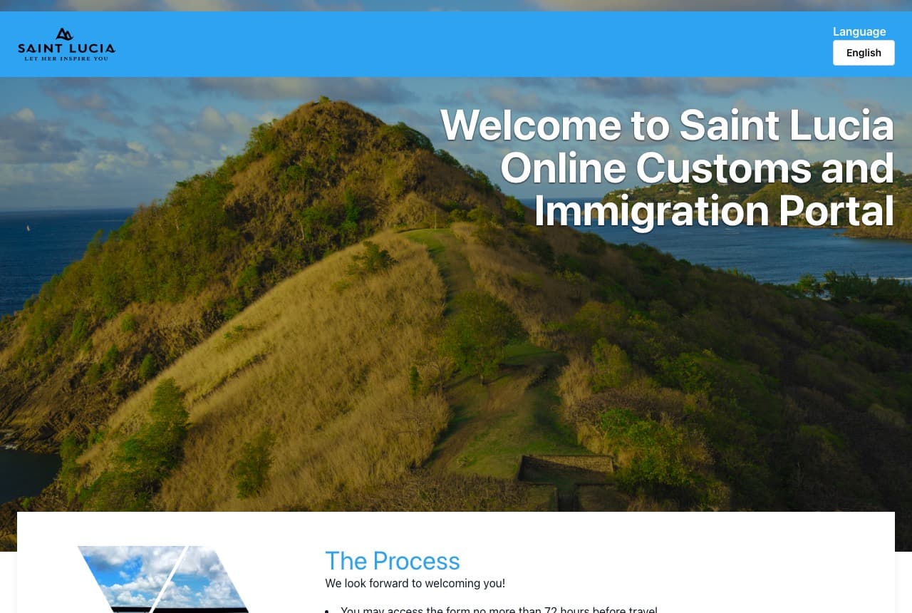 Official Saint Lucia Electronic Immigration Form website