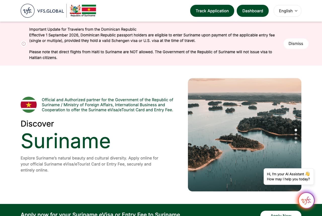 Site officiel Suriname Entry Fee